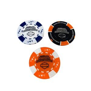 Harley Davidson Poker Chips Dealer Lot of‎ 3 McGrath Hawkeye Coraville IA